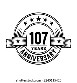 107 Jahre Logo-Design-Vorlage. 107. Jubiläum Vektorgrafik und Illustration.