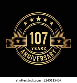 plantilla de diseño de logotipo de 107 años. Vector e ilustración del 107º aniversario.