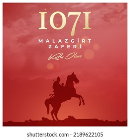 1071 August 26, Malazgirt Zaferi Kutlu Olsun. (Happy Malazgirt Victory) Greeting card, banner, social media template, banner vector illustration.
