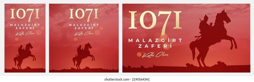 1071 August 26, Malazgirt Zaferi Kutlu Olsun. (Happy Malazgirt Victory) Greeting card, banner, social media template, banner vector illustration.