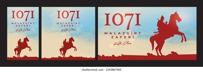 1071 August 26, Malazgirt Zaferi Kutlu Olsun. (Happy Malazgirt Victory) Greeting card, banner, social media template, banner vector illustration.