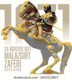 1071 August 26, Malazgirt Zaferi Kutlu Olsun. (Happy Malazgirt Victory) Greeting card, banner, social media template, banner vector illustration. 