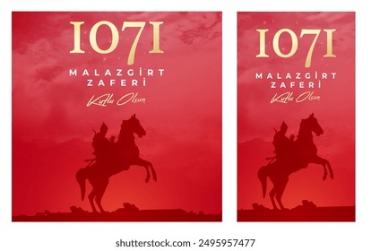 1071 August 26, Malazgirt Zaferi Kutlu Olsun. (Happy Malazgirt Victory) Greeting card, banner, social media template, banner vector illustration.