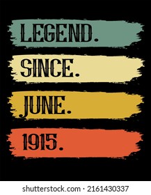 107th Birthday Vintage Legends Born In June 1915 107 Years Old