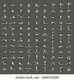 108 asanas, a set of yoga poses.