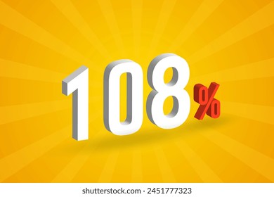 108% discount 3D text for sells and promotion.