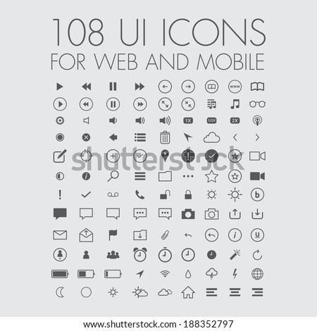 108 icons for web and mobile