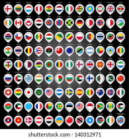 108 Map marker with flags. Vector illustration 10eps