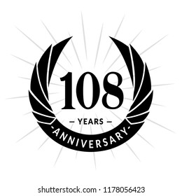 108 years anniversary. Elegant anniversary design. 108 years logo.