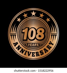 108 years anniversary. Anniversary logo design. Vector and illustration.