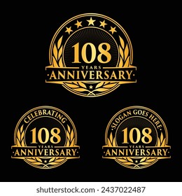 108 years anniversary set. 108th celebration logo collection. Vector and illustration. 