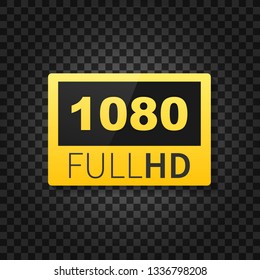 1080 Full HD label. High technology. LED television display. Vector stock illustration.