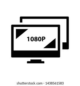 1080P computer monitor icon vector black color design