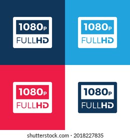 1080p, Full HD, blau und rot, minimale Icon-Set mit vier Farben