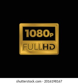 1080p Full HD gold plated metalic icon or logo vector