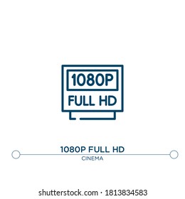 1080p full hd outline vector icon. simple element illustration. 1080p full hd outline icon from editable cinema concept. can be used for web and mobile
