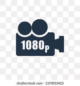 1080p Full HD vector icon isolated on transparent background, 1080p Full HD transparency concept can be used web and mobile