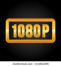 1080p FullHD resolution golden icon for web and mobile