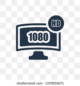 1080p HD tv vector icon isolated on transparent background, 1080p HD tv transparency concept can be used web and mobile
