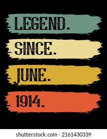 108th Birthday Vintage Legends Born In June 1914 108 Years Old