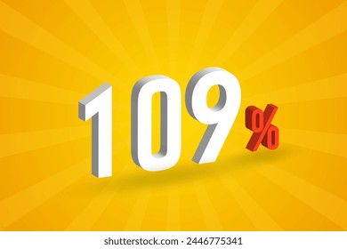 109% discount 3D text for sells and promotion.