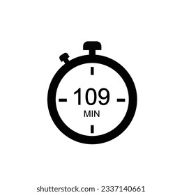 109 minutes timer icon, 109 min digital timer. Clock and watch, timer, countdown.