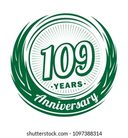 109 years anniversary. Anniversary logo design. 109 years logo.