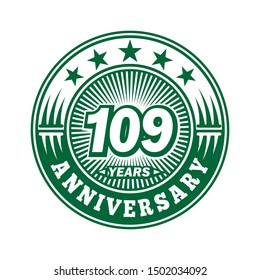 109 years anniversary. Anniversary logo design. Vector and illustration.