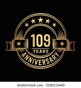 109 years logo design template. 109th anniversary vector and illustration.