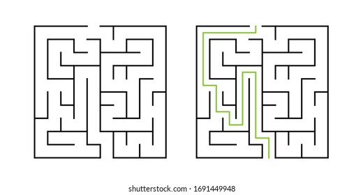 A 10-cell square maze with solution