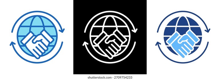 10-Global Partnership.eps Ícone triplestyle Vetor Illustration