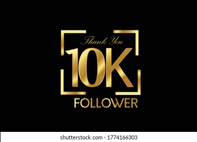 10K, 10.000 Follower Thank you Luxury Black Gold Cubicle style for internet, website, social media - Vector