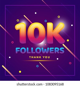 10k or 10000 followers thank you colorful background and glitters illustration for social network friends - 10k instagram followers celebration