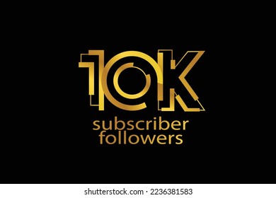 10K, 10.000 subscribers or followers blocks style with 3 colors on white background for social media and internet-vector