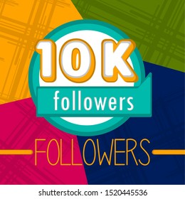 10k followers banner. Thank subscription - Vector illustration
