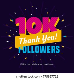 10k followers card banner template for celebrating many followers in online social media networks.