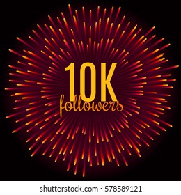 10K followers card. Thanks design template for network friends and followers. Image for Social Networks. Web user celebrates subscribers and followers. 