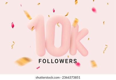 10k followers celebrate social media thousand anniversary. 10000 follower banner blog network anniversary thank like