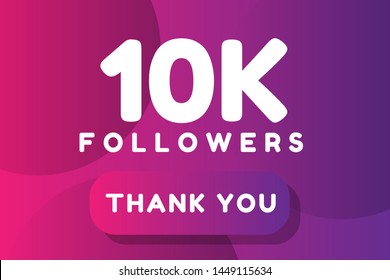 10K followers colorful minimal gradient blue pink vector illustration banner