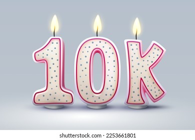 10k followers of online users, congratulatory candles in the form of numbers