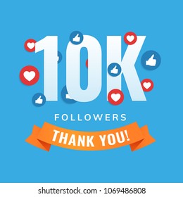 10k Followers, Social Sites Post, Greeting Card Vector Illustration