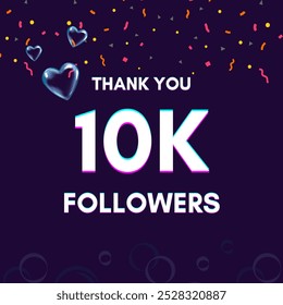 Plantilla de texto "10K followers" para dar las gracias después de lograr el hito en los sitios de redes sociales.
