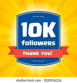 10K followers Thank you design card for celebrating a large number of subscribers or followers in social networks