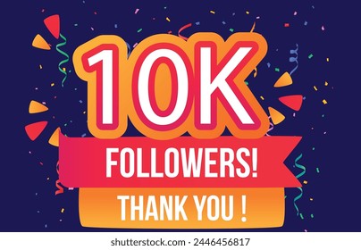 10K Followers thank you follower congratulation card with geometric,figures,lines,squares,circles for Social Networks