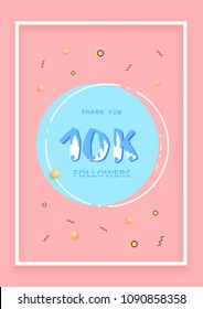 10K followers thank you vertical post. 10000 subscribers. Greeting card for social networks. Template for social media story. Vector illustration.