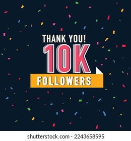 10k followers vector art illustration. Thank you followers vector template, Social sites post, Greeting card.