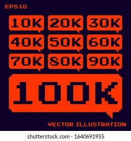 10K Followers,10000 follower congratulation card.Web user celebrates subscribers and followers.Template for social media. Vector illustration.