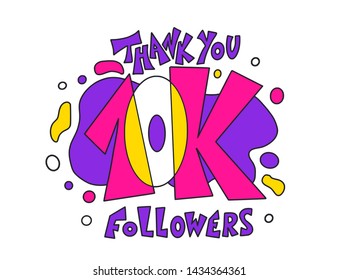 10k folowers social media post. 10000 subscribers post. Vector illustration.