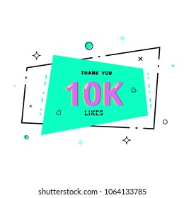 10k Likes Thank You Card. Template For Social Media. Vector Illustration.