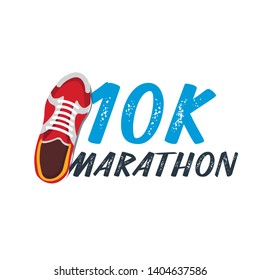 10K Marathon Run Event With Sneakers. Vector Illustration
